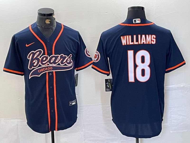 Men Chicago Bears #18 Williams Blue Joint Name 2024 Nike Limited NFL Jersey style 1